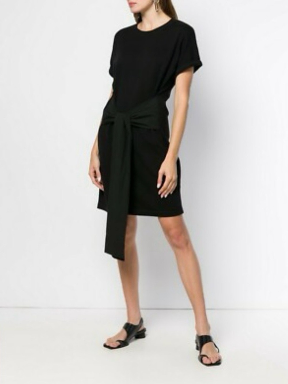 T Alexander Wang Oversized Black Tie Tee Shirt Dress XS